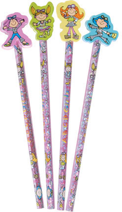 Glitter Girl Pencils with Eraser Topper
