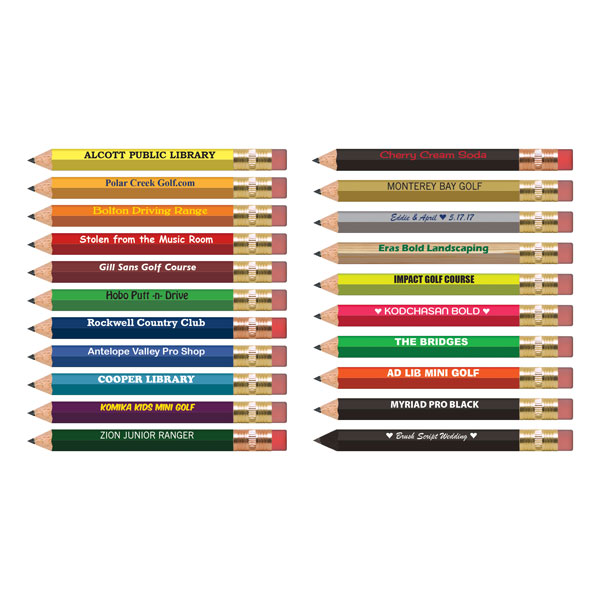 Personalized Hexagon Golf Pencils With Eraser - 1 Color Imprint - Low Minimum