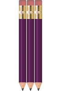 Purple Golf Pencils With Erasers - Round - Bulk