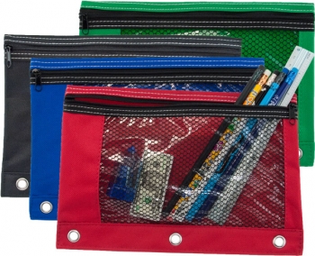 3 Ring Pencil Pouch With Mesh Window Gpencil Com