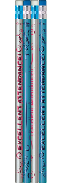 Excellent Attendance Swirl Metallic Foil Pencils