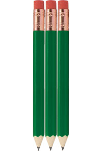 Emerald Green Golf Pencils With Eraser - Hexagon - Bulk