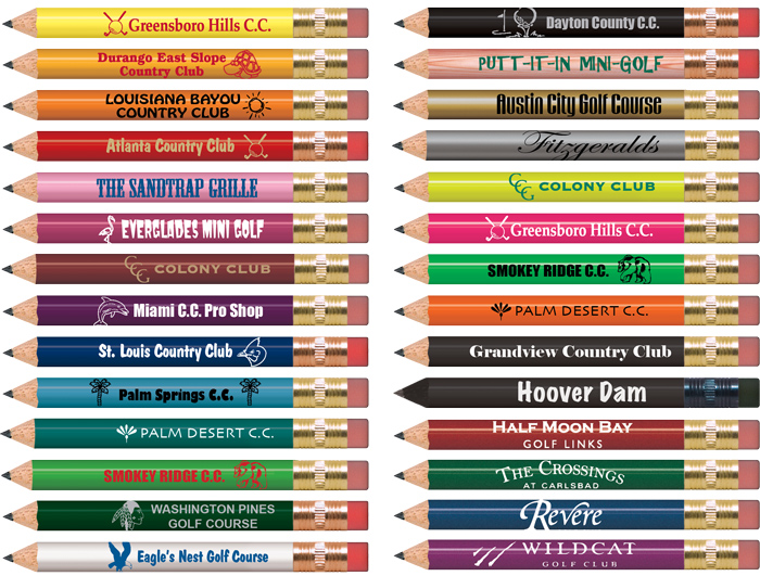 Personalized Round Golf Pencils With Eraser - Full Color Digital
