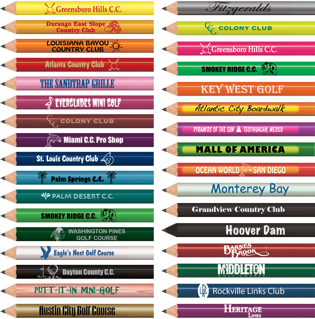 Personalized Round Golf Pencils - 1 Color Imprint - Low Minimum