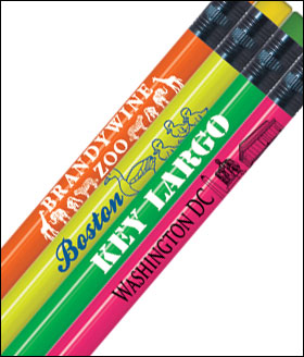 Neon Round Personalized Pencils - 1 Color Imprint - Low Minimum