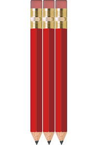 Red Golf Pencils With Eraser - Hexagon - Bulk