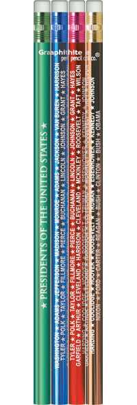 Presidents of the USA Metallic Foil Pencils