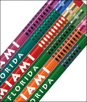 Hot Stripe Pencils - 1 Color Imprint - Low Minimum