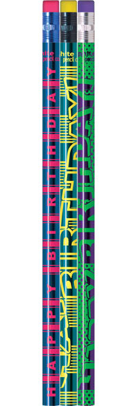Happy Birthday Metallic Foil Pencils