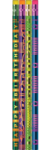 Happy Birthday Multi-Colored Pencils - 12 pencils