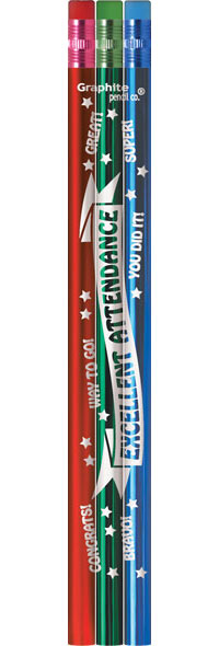Excellent Attendance Metallic Foil Pencils