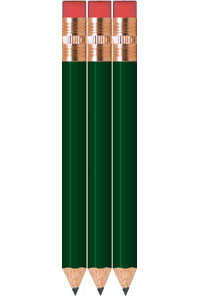 Golf Green Golf Pencils With Eraser - Round - Bulk