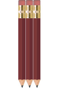 Maroon Golf Pencils With Eraser - Hexagon - Bulk