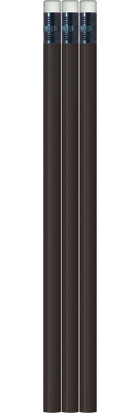 Matte Black Painted Pencils with White Eraser - Blank