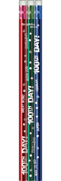 100th Day of School Metallic Foil Pencil